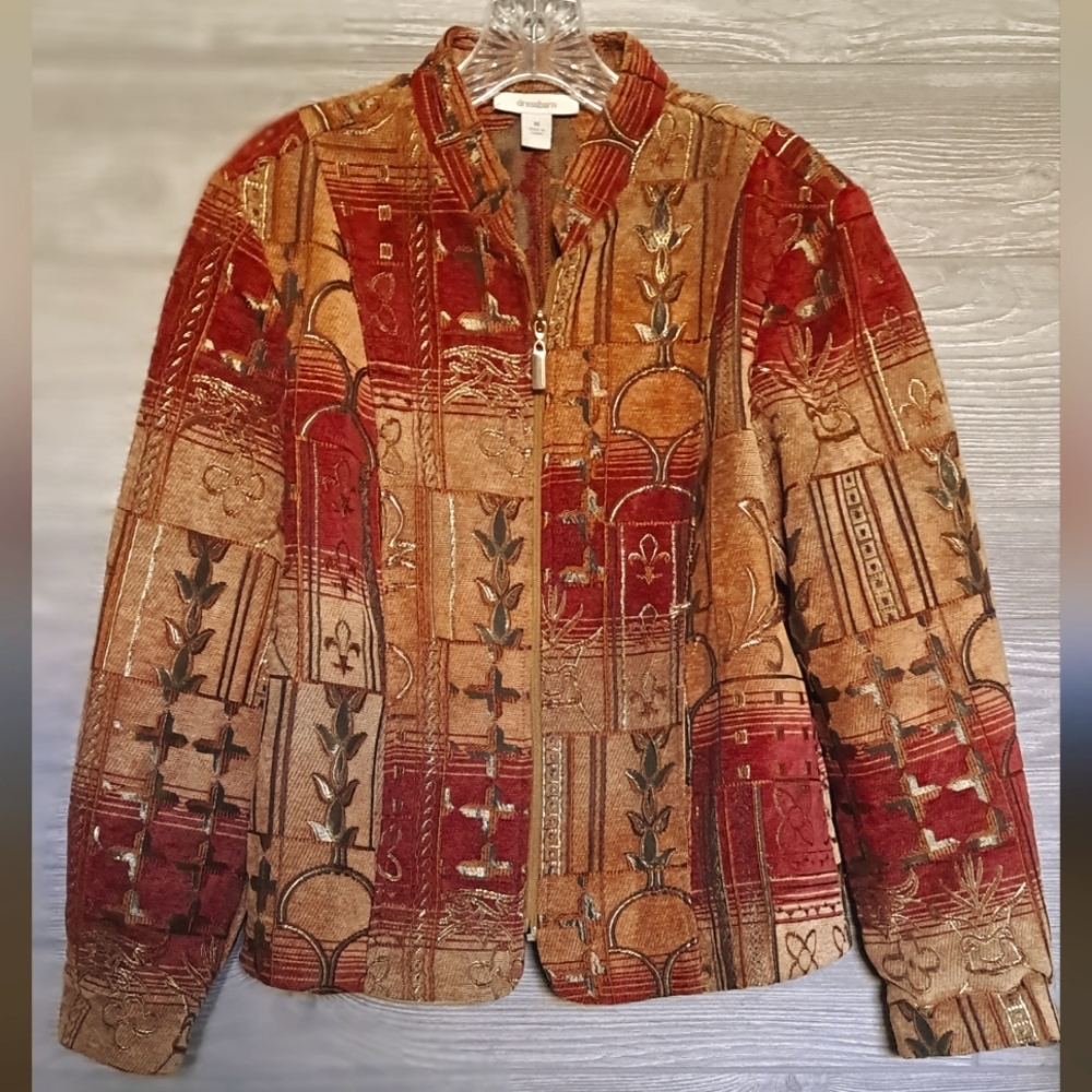Dress barn Fall multi-colored rust/gold/brown/green jacket, size M, pre-owned